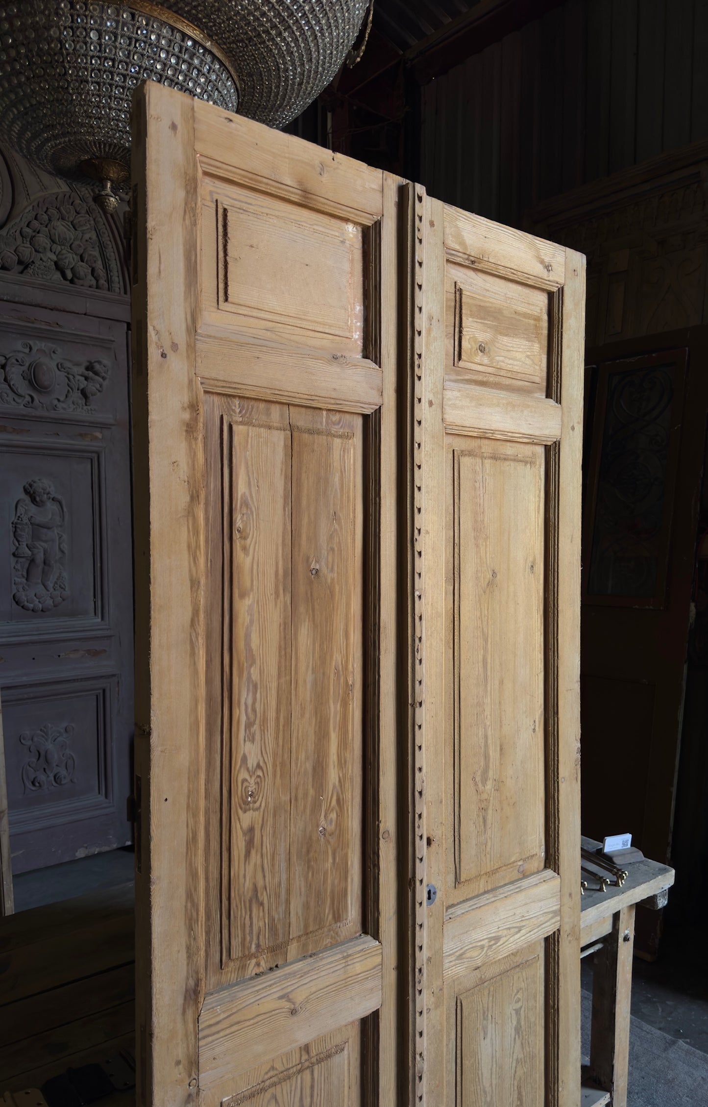 3 Panel Antique Solid French Doors - 40x88.5 - L344