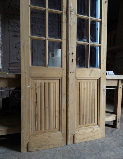 20 Lite Fluted Antique Glass French Doors - 40.5x96.5 J470