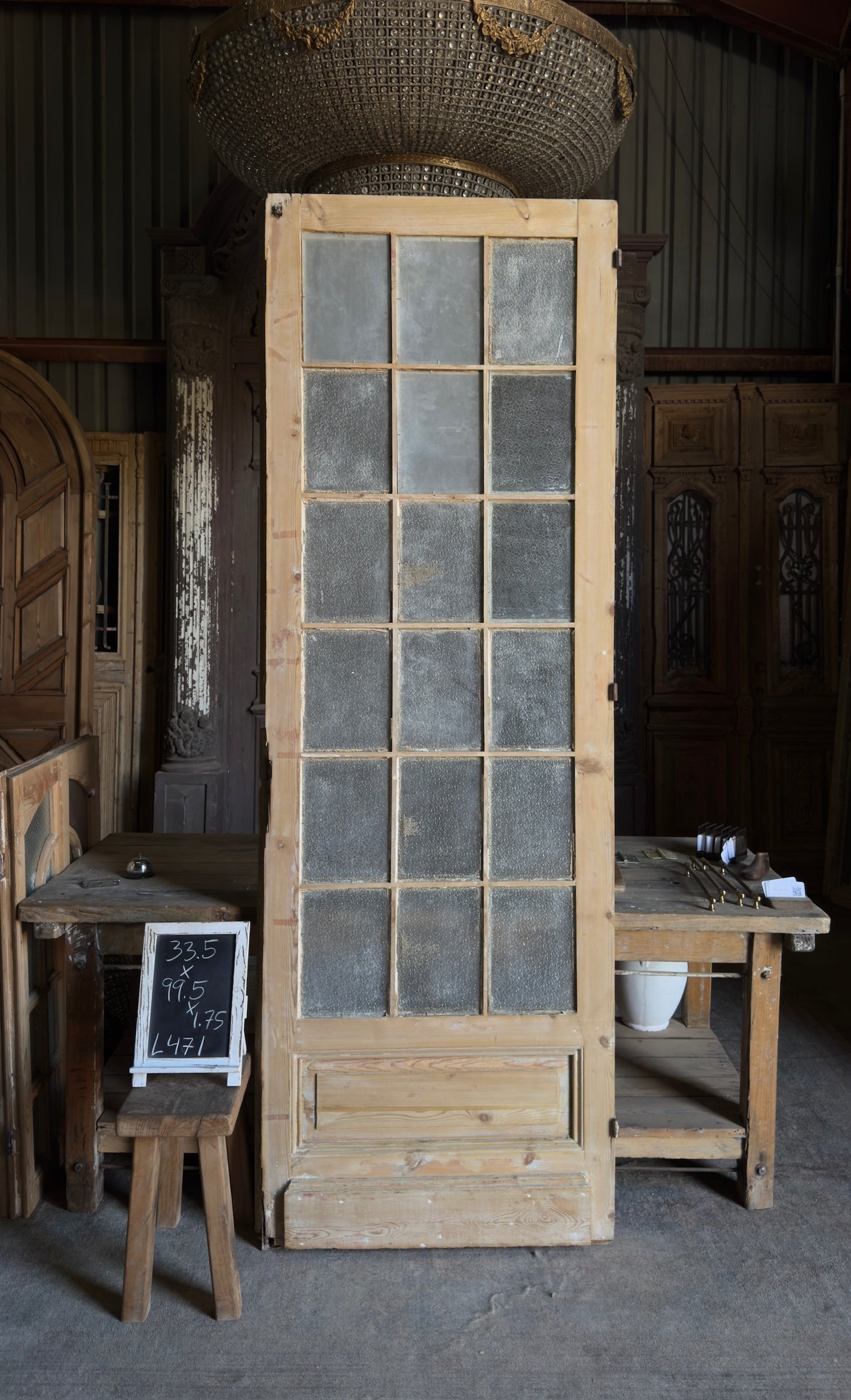 18 Lite Antique Glass Single Door - 33.5x99.5 - L471