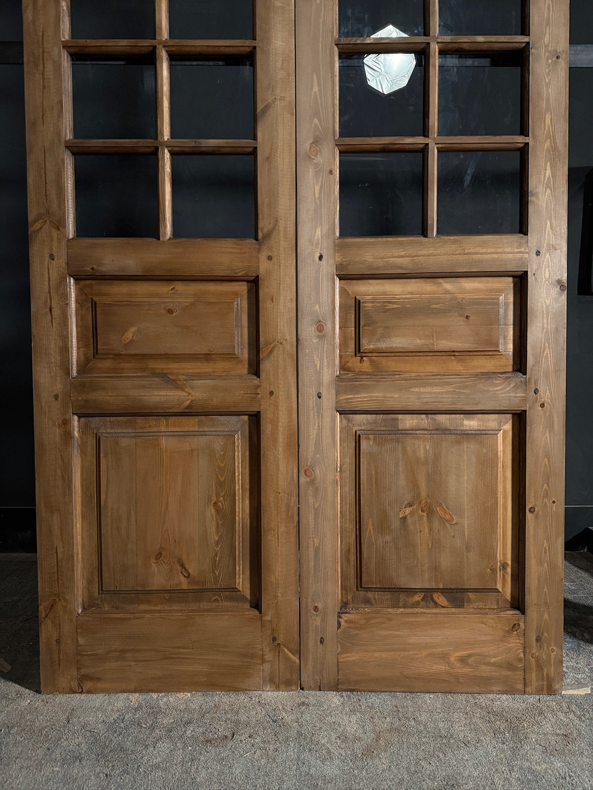 Waxed Handcrafted Glass 8 Lite French Doors - 48x80 - N588