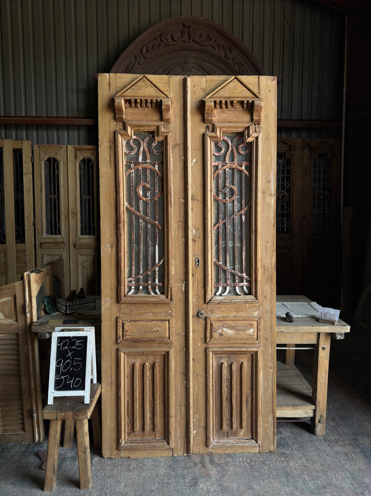Antique Iron French Doors - 42.25x90.5 J40