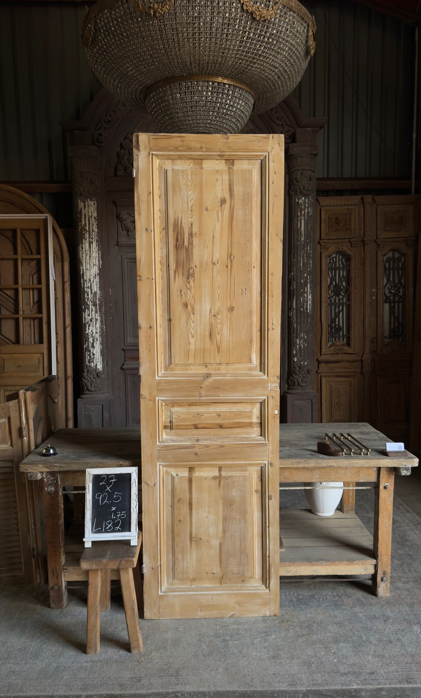 3 Panel Single Solid Antique Door - 27x92.5 - L182