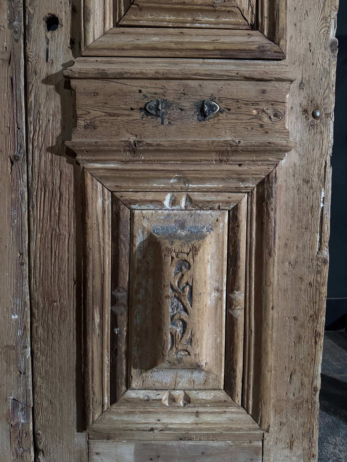 Antique Carved 3 Panel Double Doors - 51.5x104.5 - N544