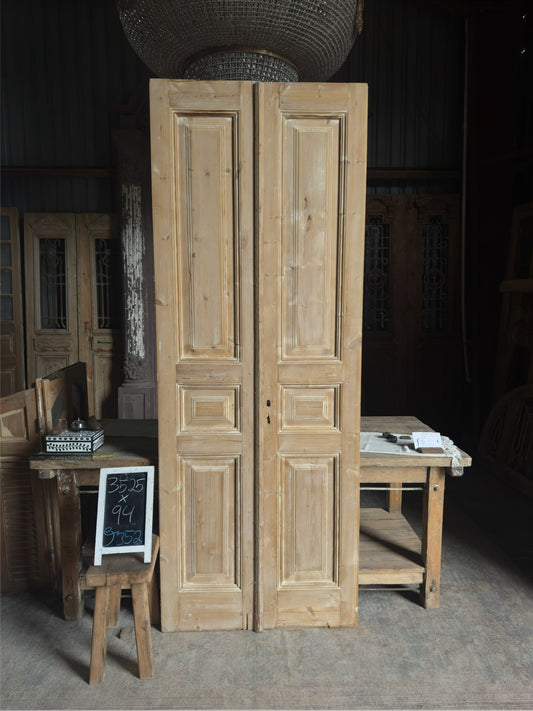 3 Panel Antique Solid French Doors - 35.25x94 J352
