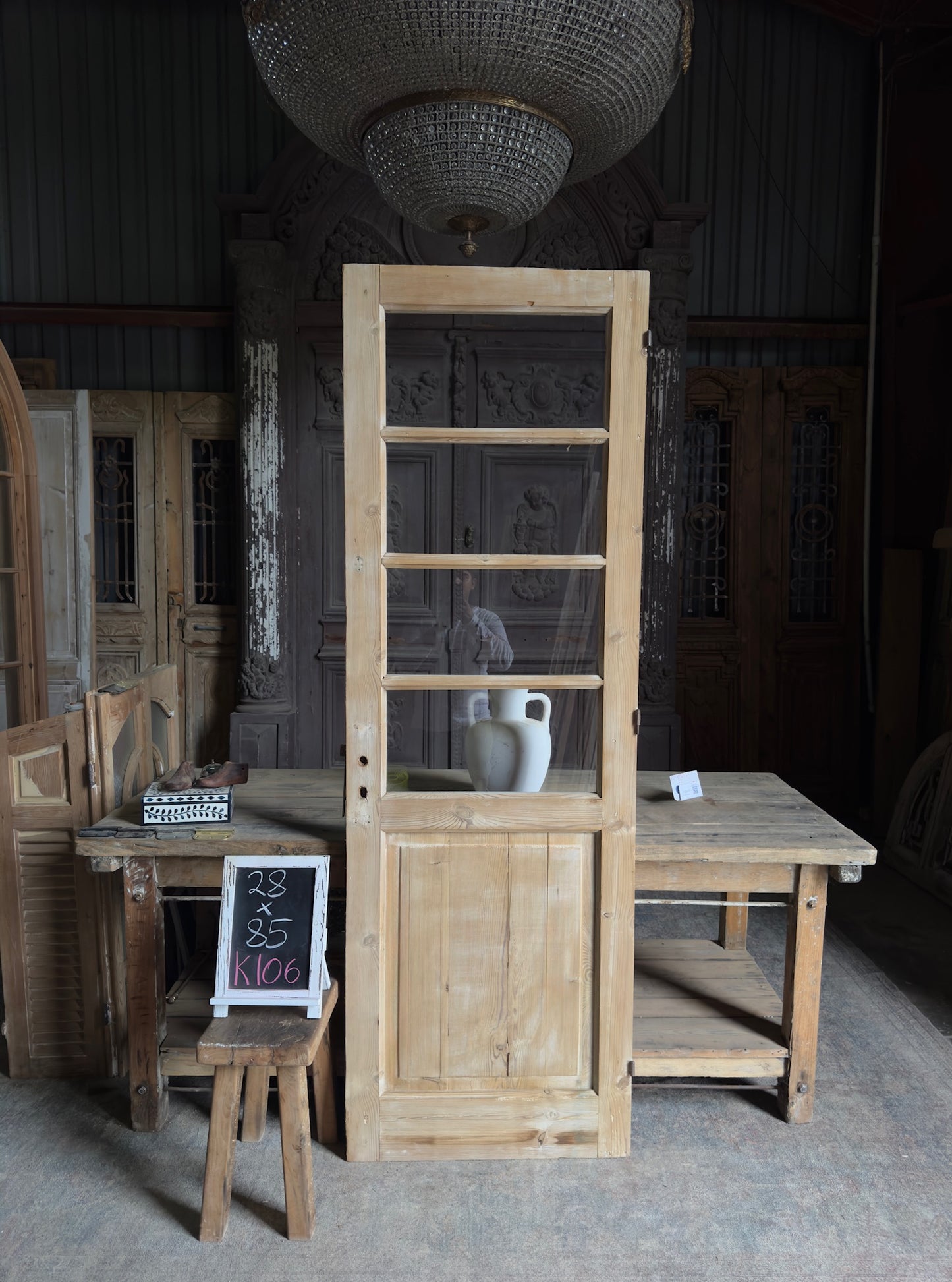 4 Lite Antique Glass Single Door - 28x85 K106