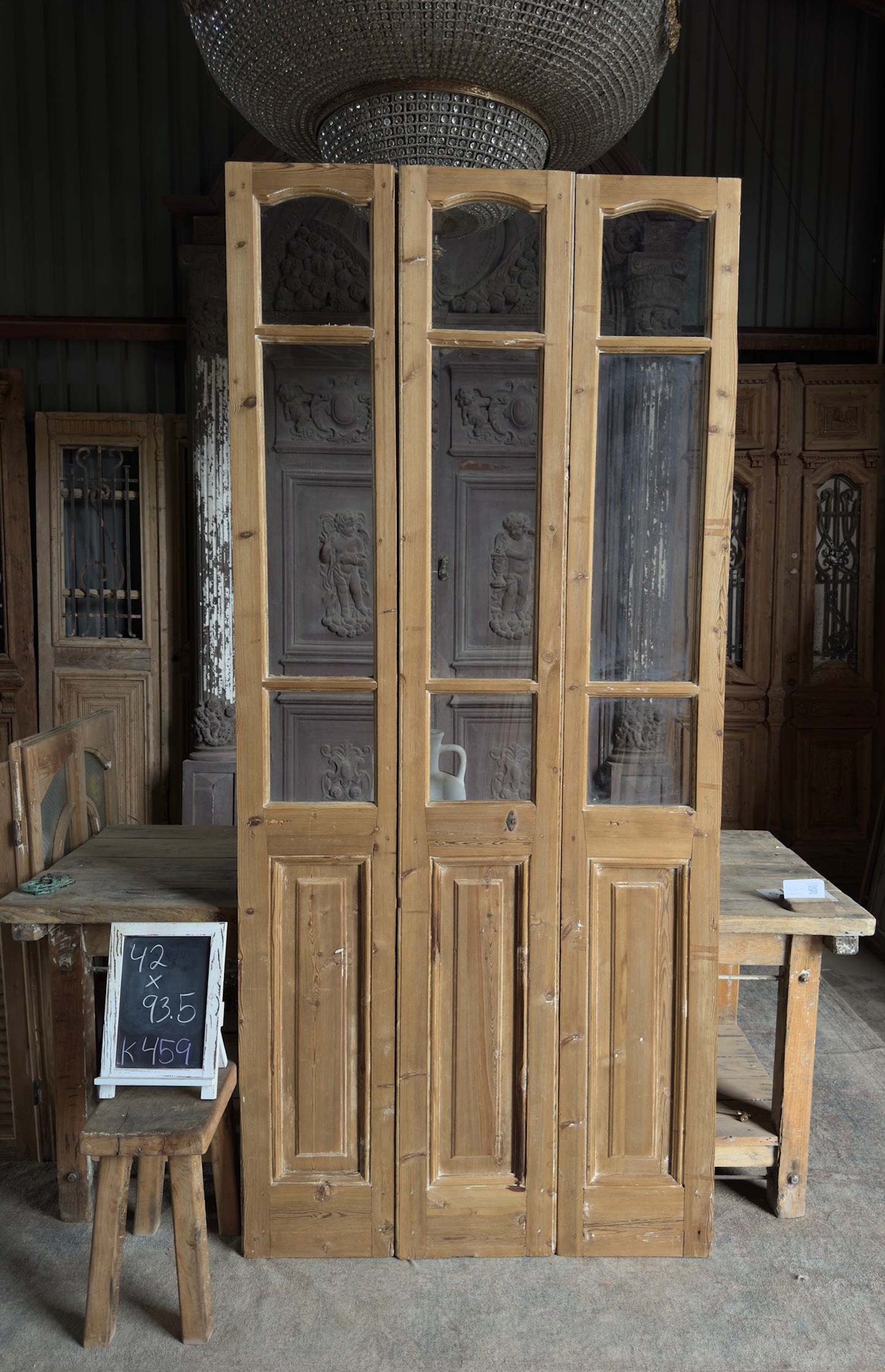 Tri-Fold Antique Glass Doors - 42x93.5 K459