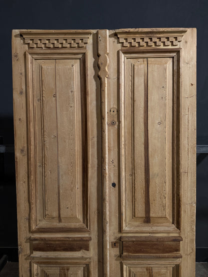 Antique Carved 3 Panel Double Doors - 47.5x90 - N706