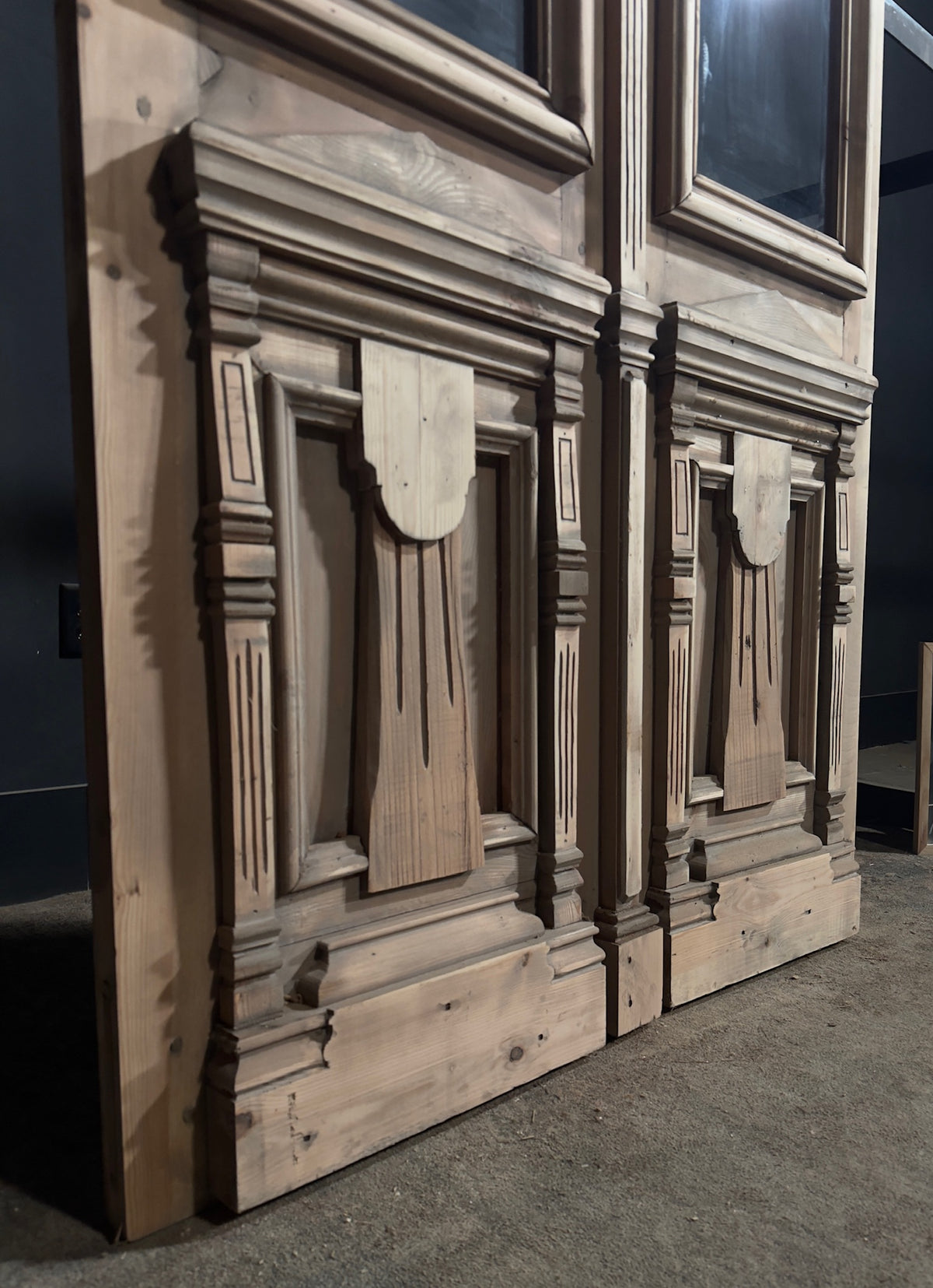 Antique Architectural Fluted Glass French Doors - 48.5x96.5 - N708