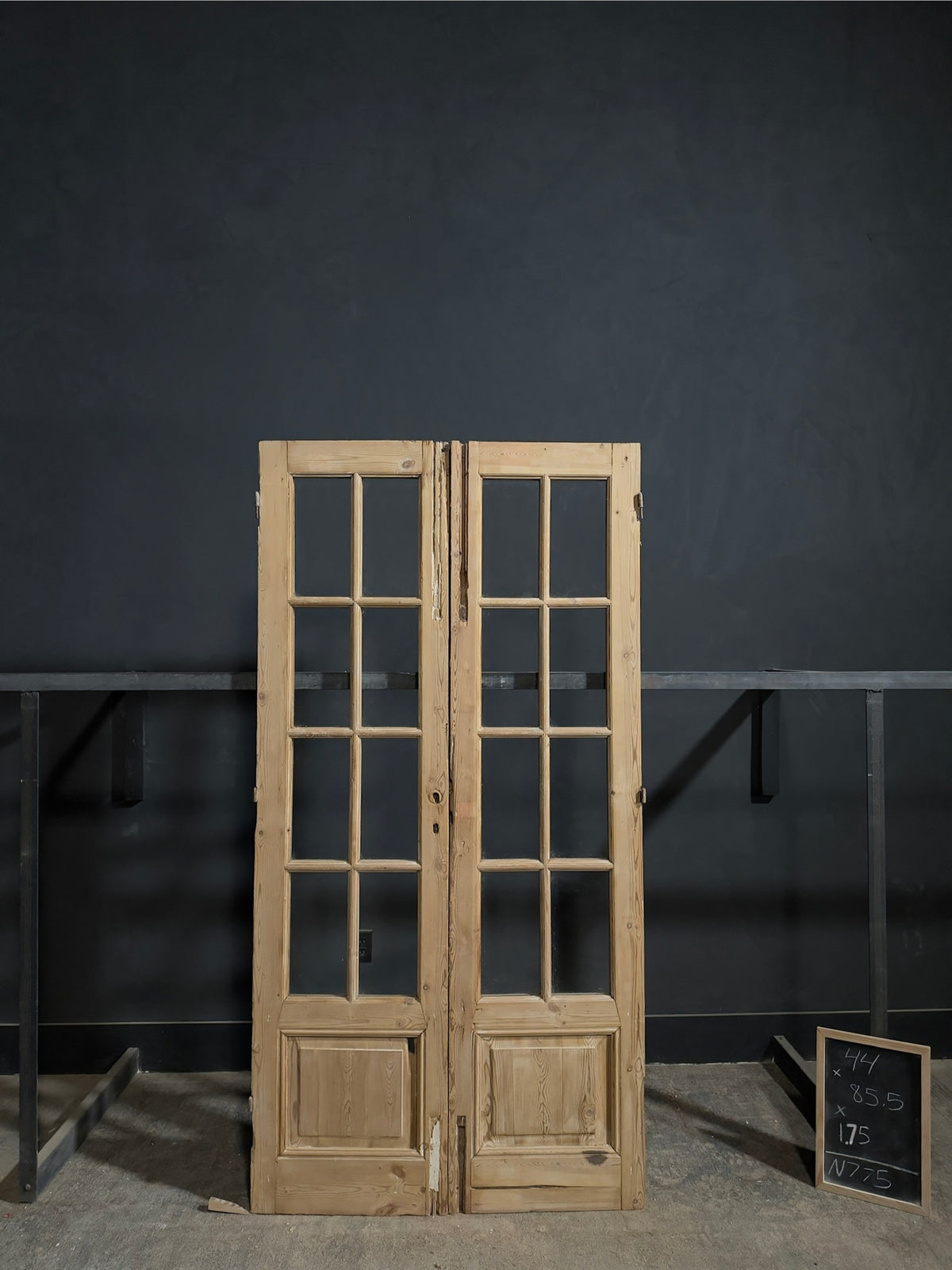 Antique Raised Panel Glass French Doors - 44x85.5 - N775