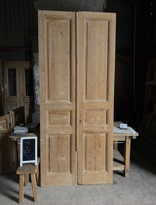 3 Panel Antique Solid French Doors - 44x101 J451