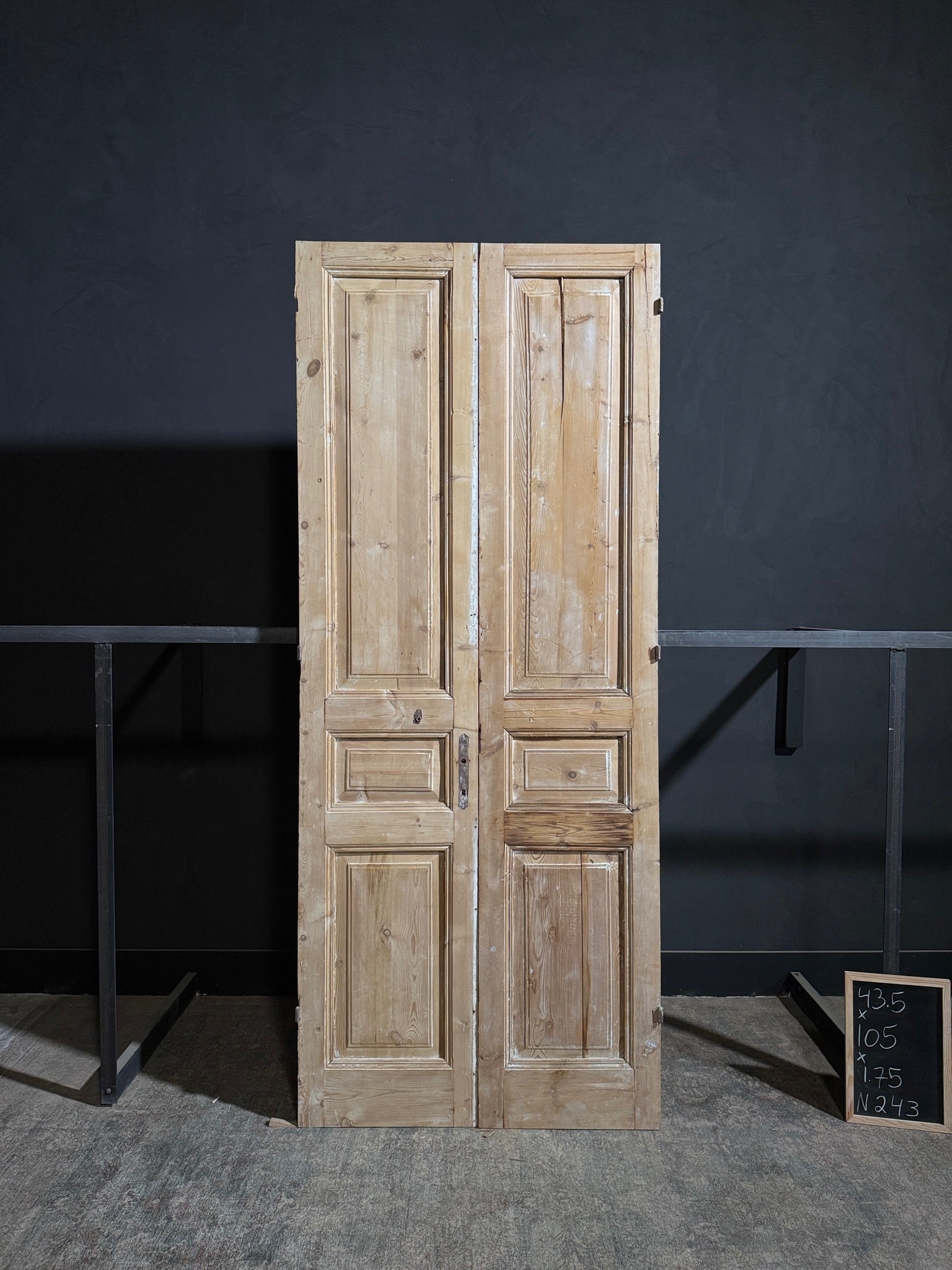 Antique 3 Panel Solid Double Doors - 43.5x105 - N243