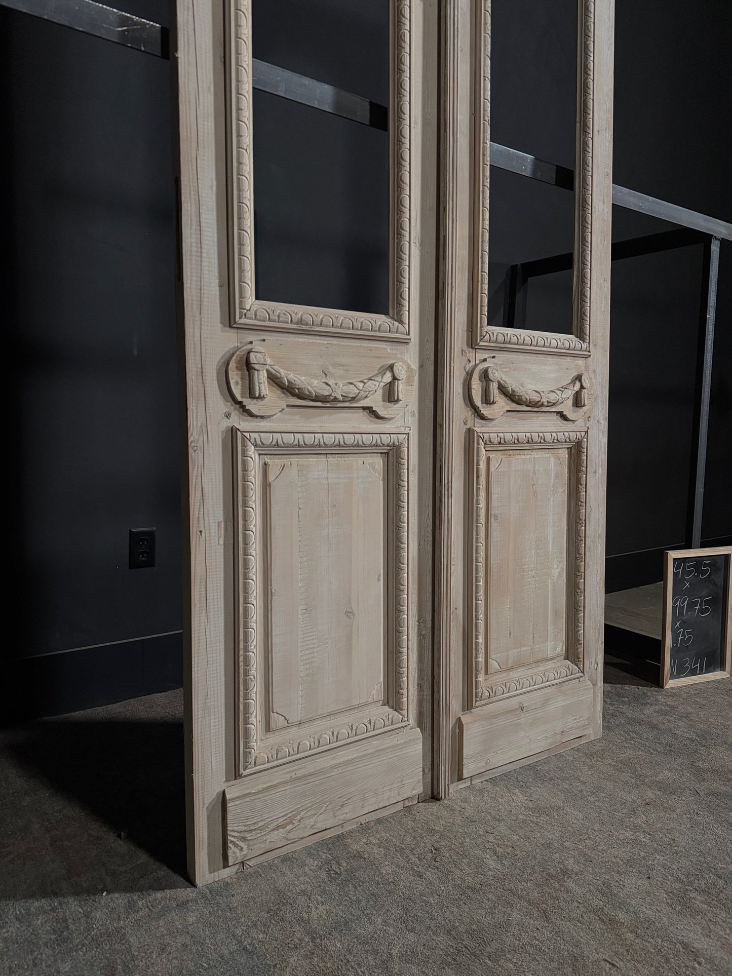 Antique Carved Arched Double Doors - 45.5x99.75 - N341