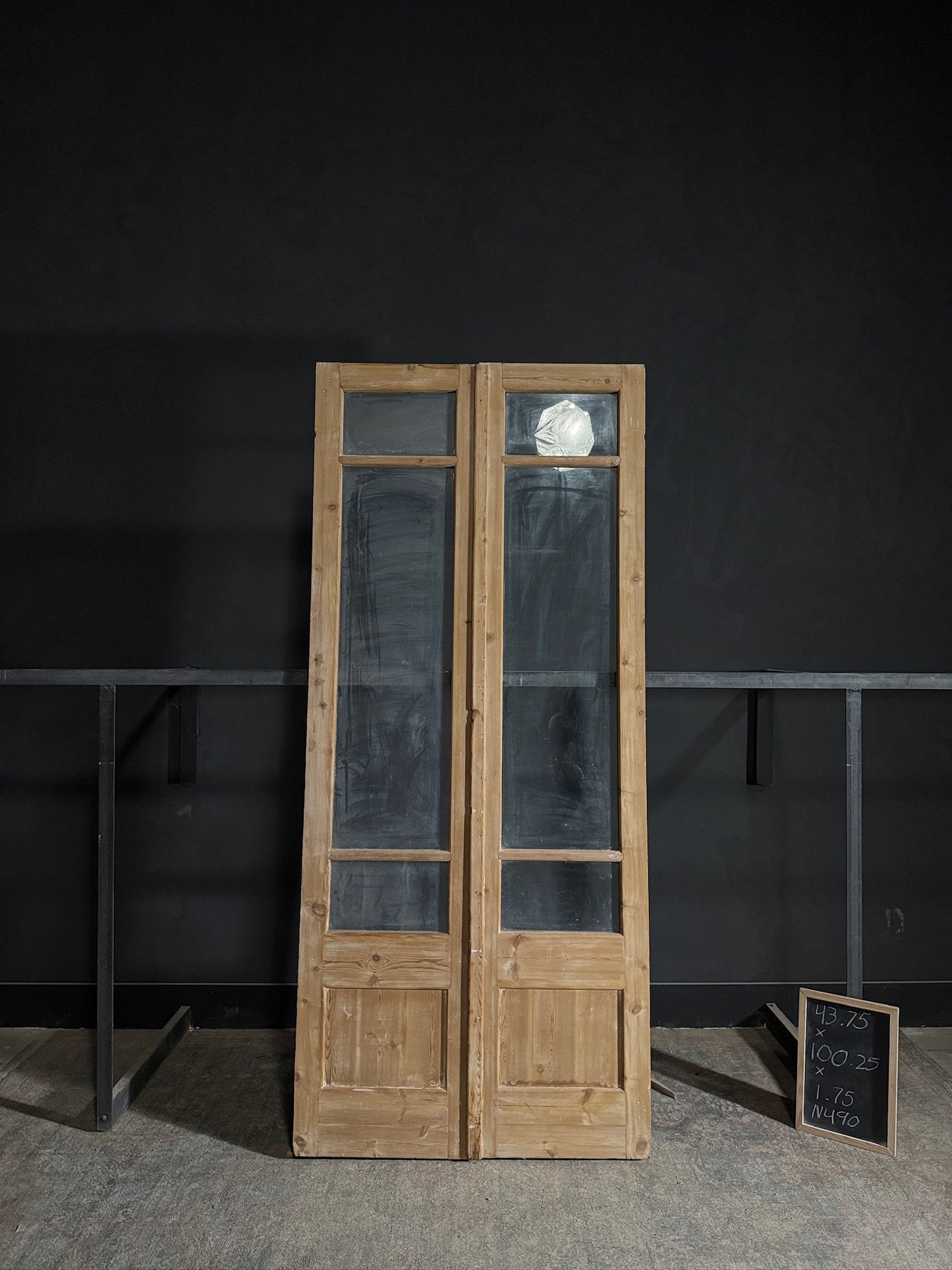 Antique Obscured Glass French Doors - 43.75x100.25 - N490