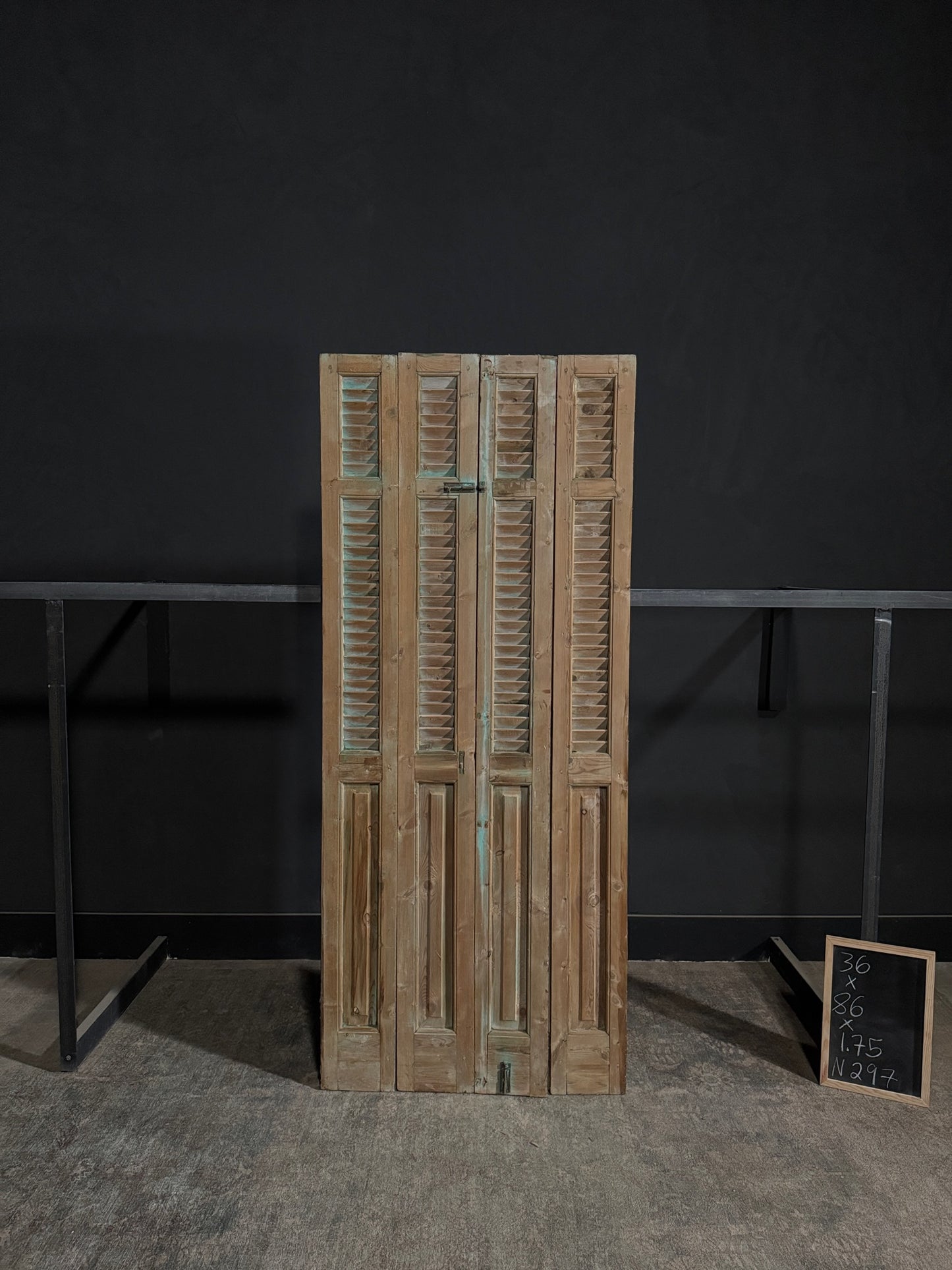 Antique Louvered 3 Panel Bi-Fold Doors - 36x86 - N297