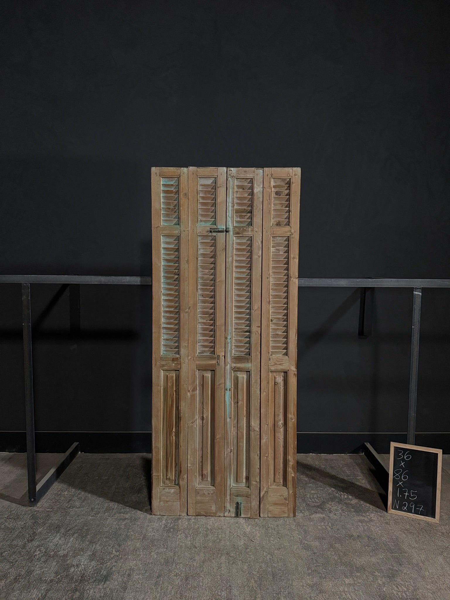 Antique Louvered 3 Panel Bi-Fold Doors - 36x86 - N297