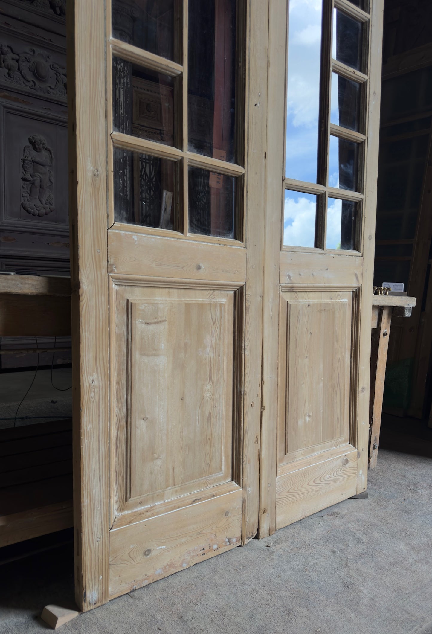 Antique Glass 10 Lite French Doors - 45.25x96 - L691
