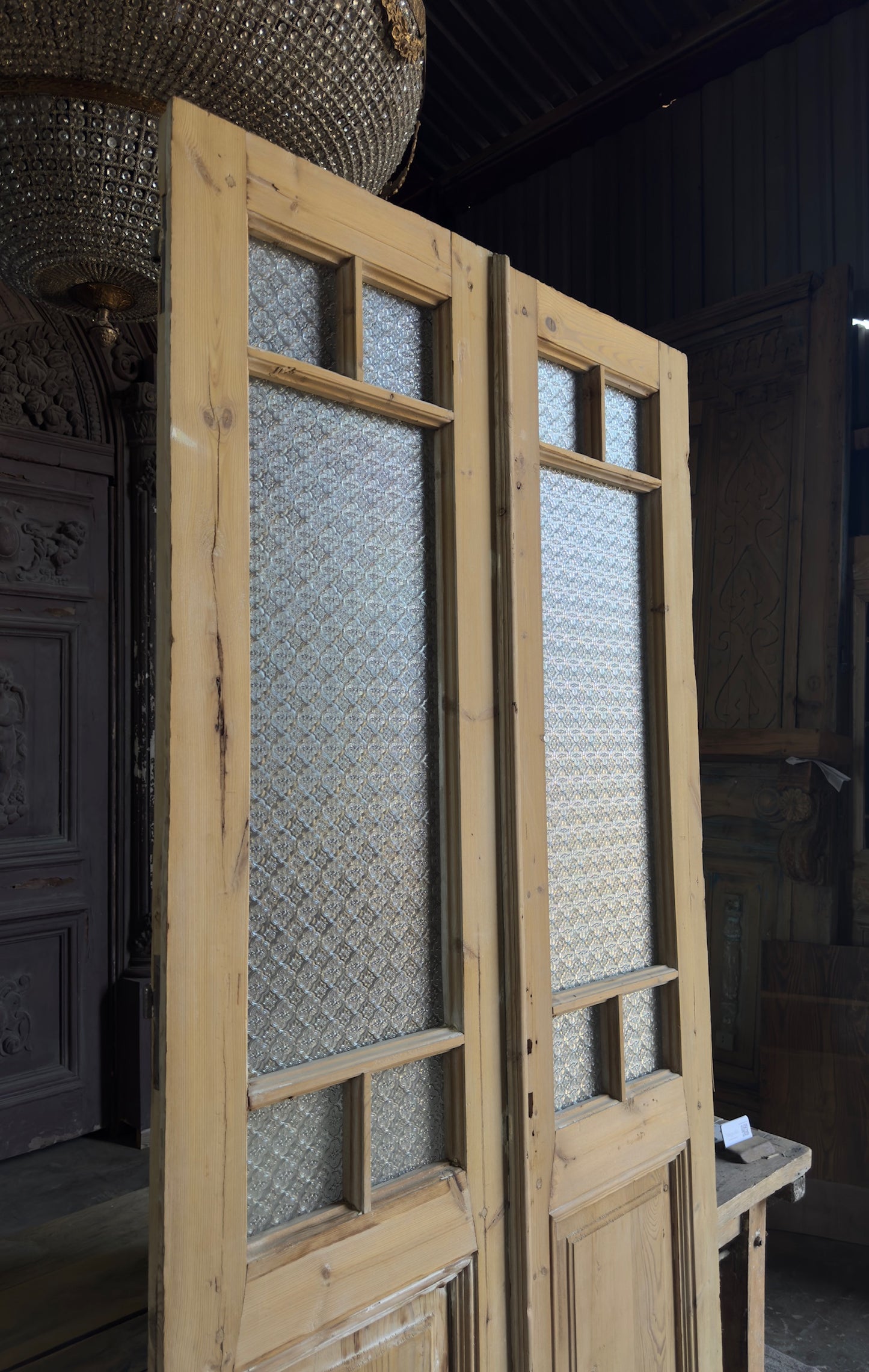 Classic French Divided Glass Antique Pair - 41.5x93 K492