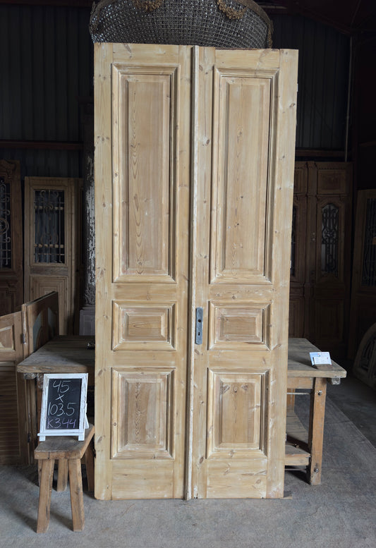 3 Panel Antique Solid French Doors - 45x103.5 K344