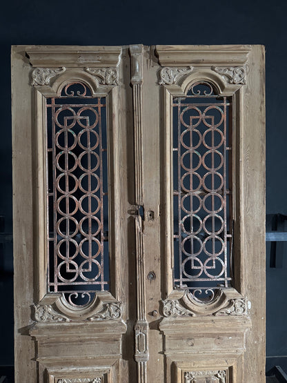 Antique Carved Iron French Doors - 53.5x100 - N589