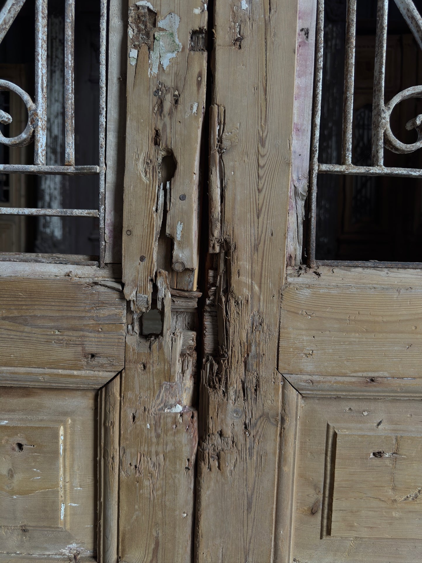 Ornately Carved Antique Iron French Doors - 43x91.5 - L492