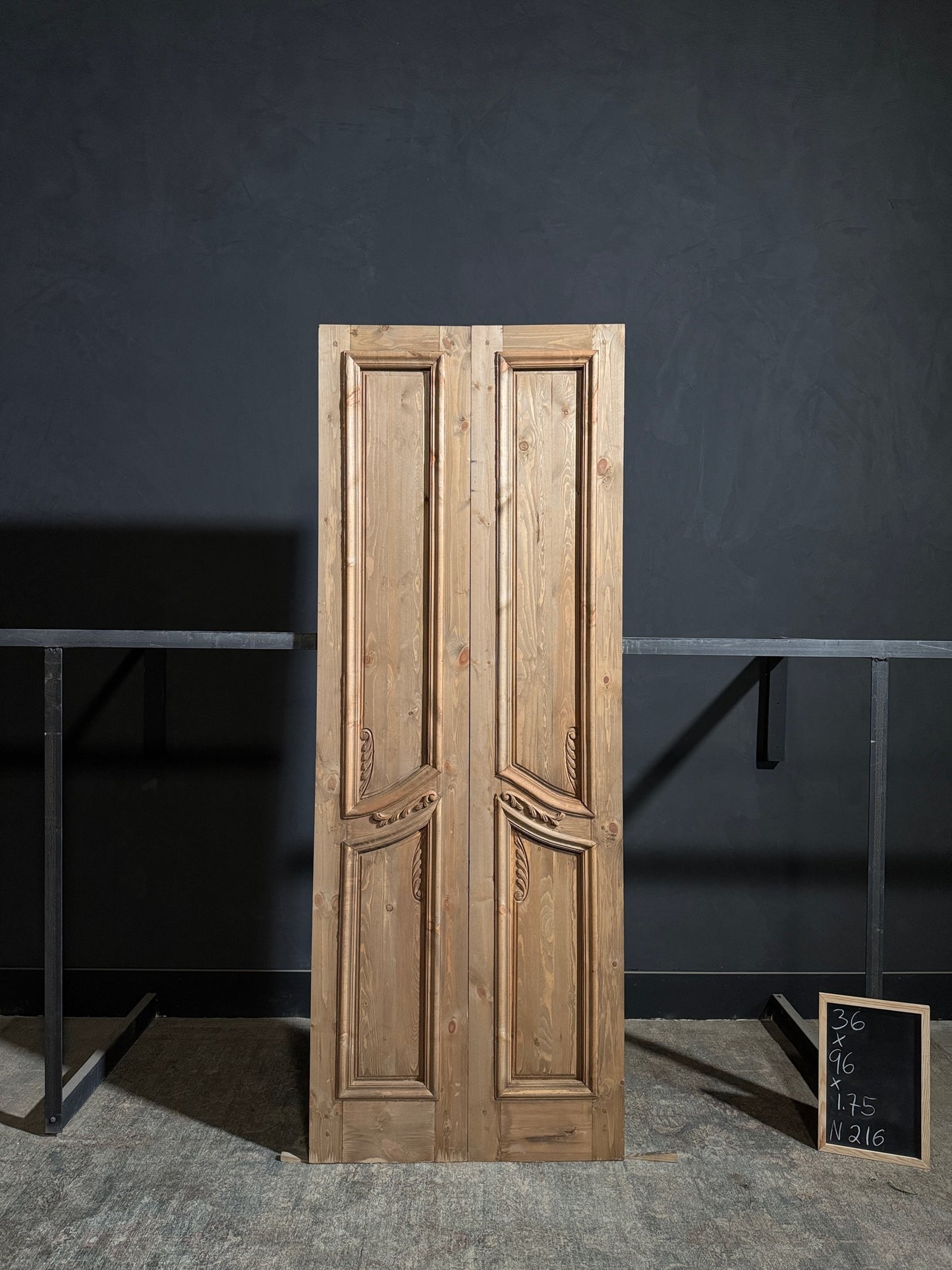 Handcrafted 2 Panel Carved Solid French Doors - 36x96 - N216