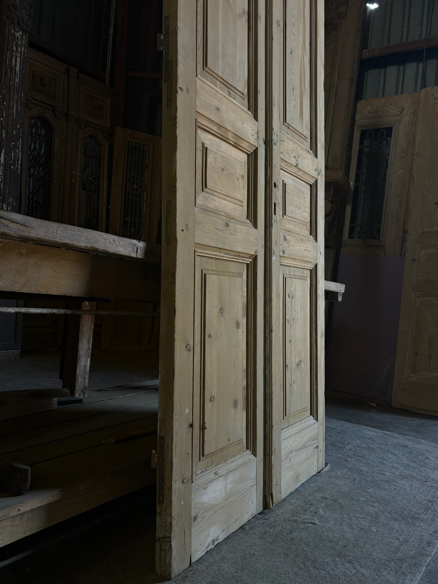 3 Panel Antique Solid French Doors - 39.5x94 - L98