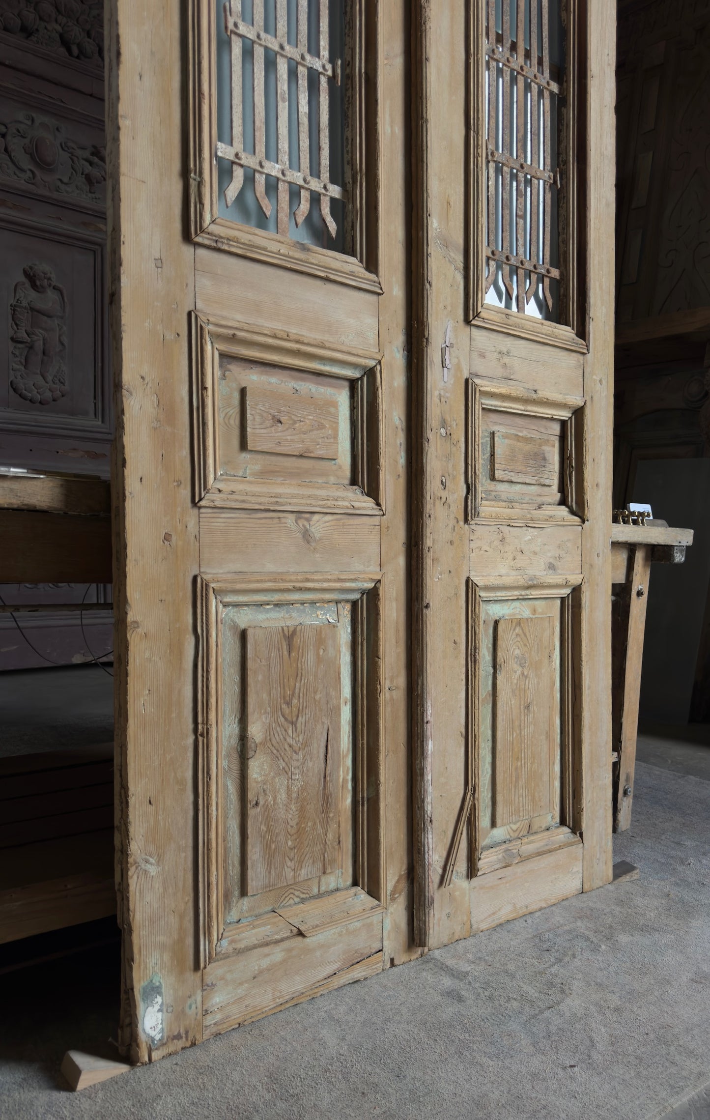 Antique Iron 2 Lite French Doors - 42.75x97.5 - L578