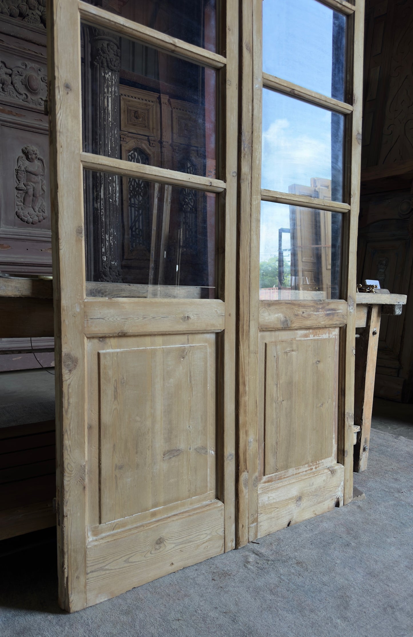 Antique Glass 8 Lite French Doors - 43.75x84 - L556
