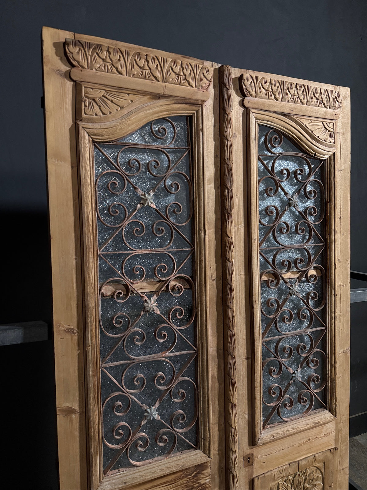 Antique Carved Iron French Doors - 48.5x94.5 - N686