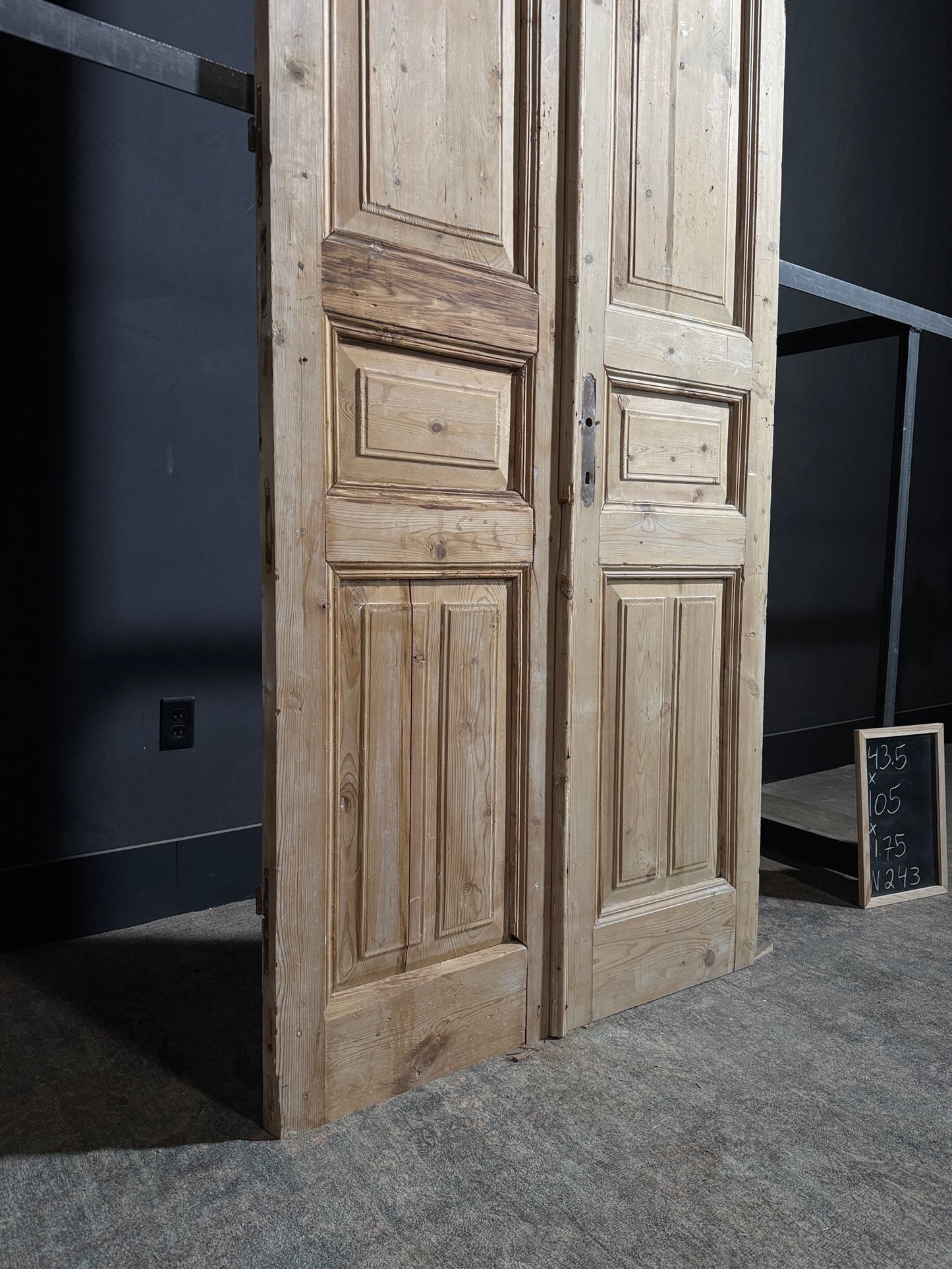 Antique 3 Panel Solid Double Doors - 43.5x105 - N243