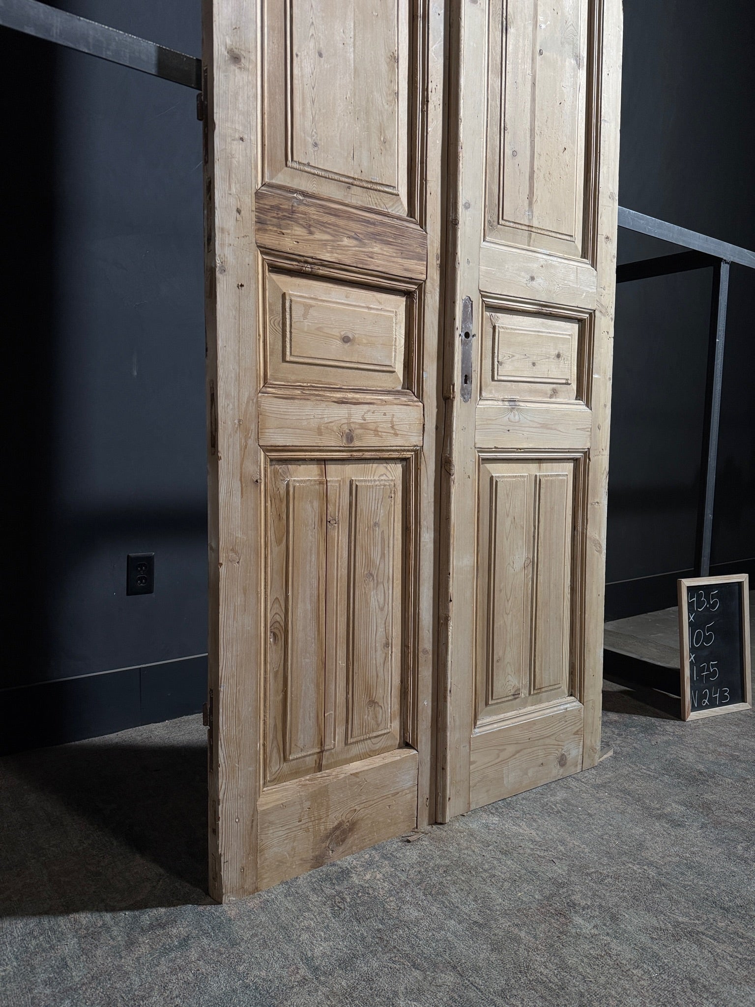 Antique 3 Panel Solid Double Doors - 43.5x105 - N243