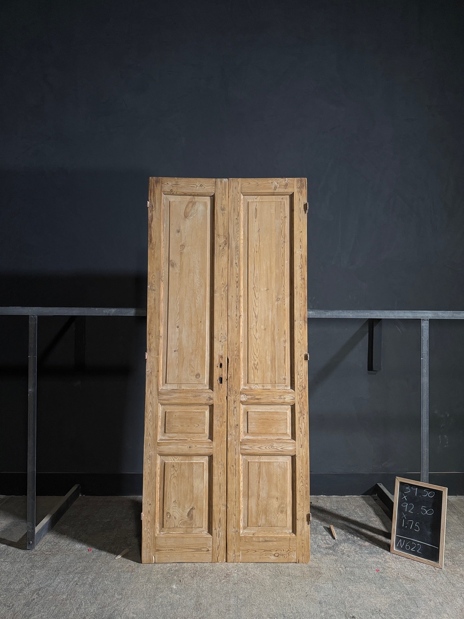 Antique 3 Panel Solid Double Doors - 39.5x92.5 - N622