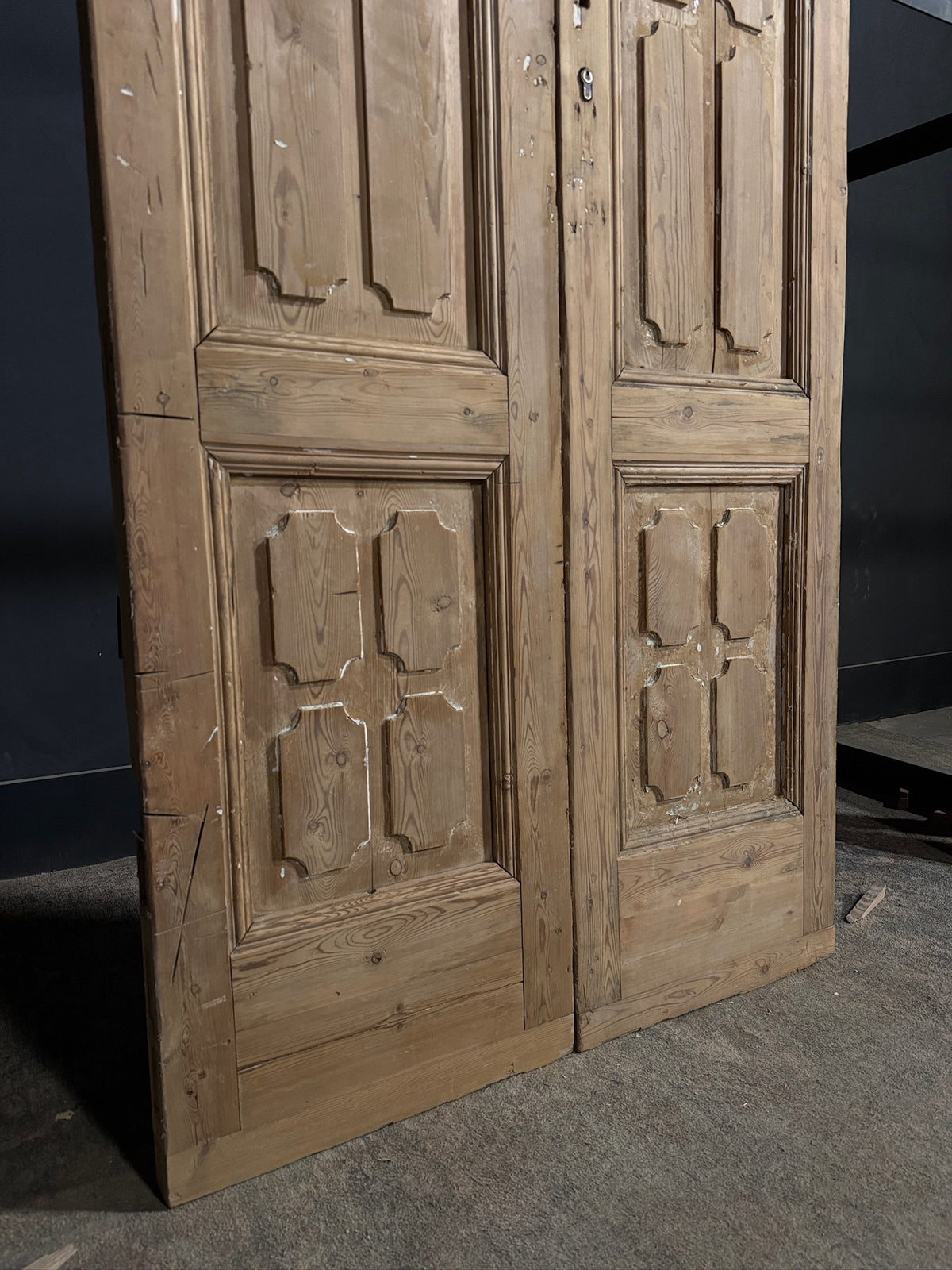 Antique 3 Panel Solid Double Doors - 39.5x97 - N691