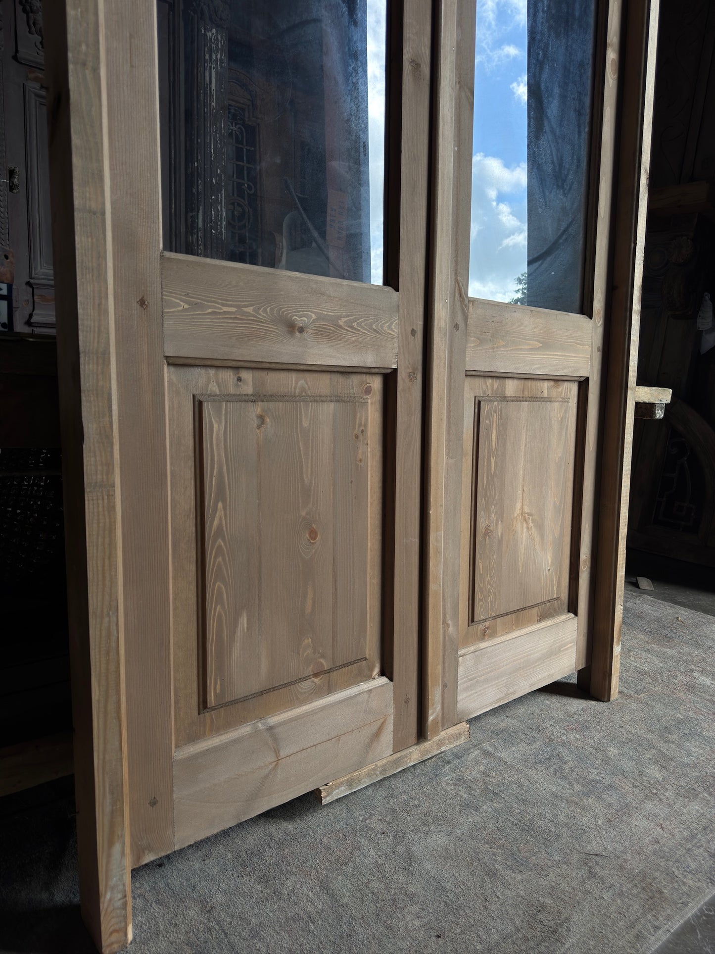 Handcrafted Arched Open Glass French Door Unit - 48x96 K32