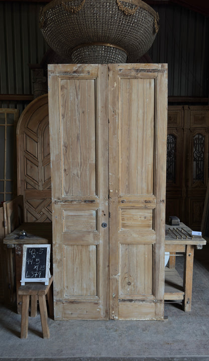 3 Panel Antique Solid French Doors - 42.5x94.5 - L379