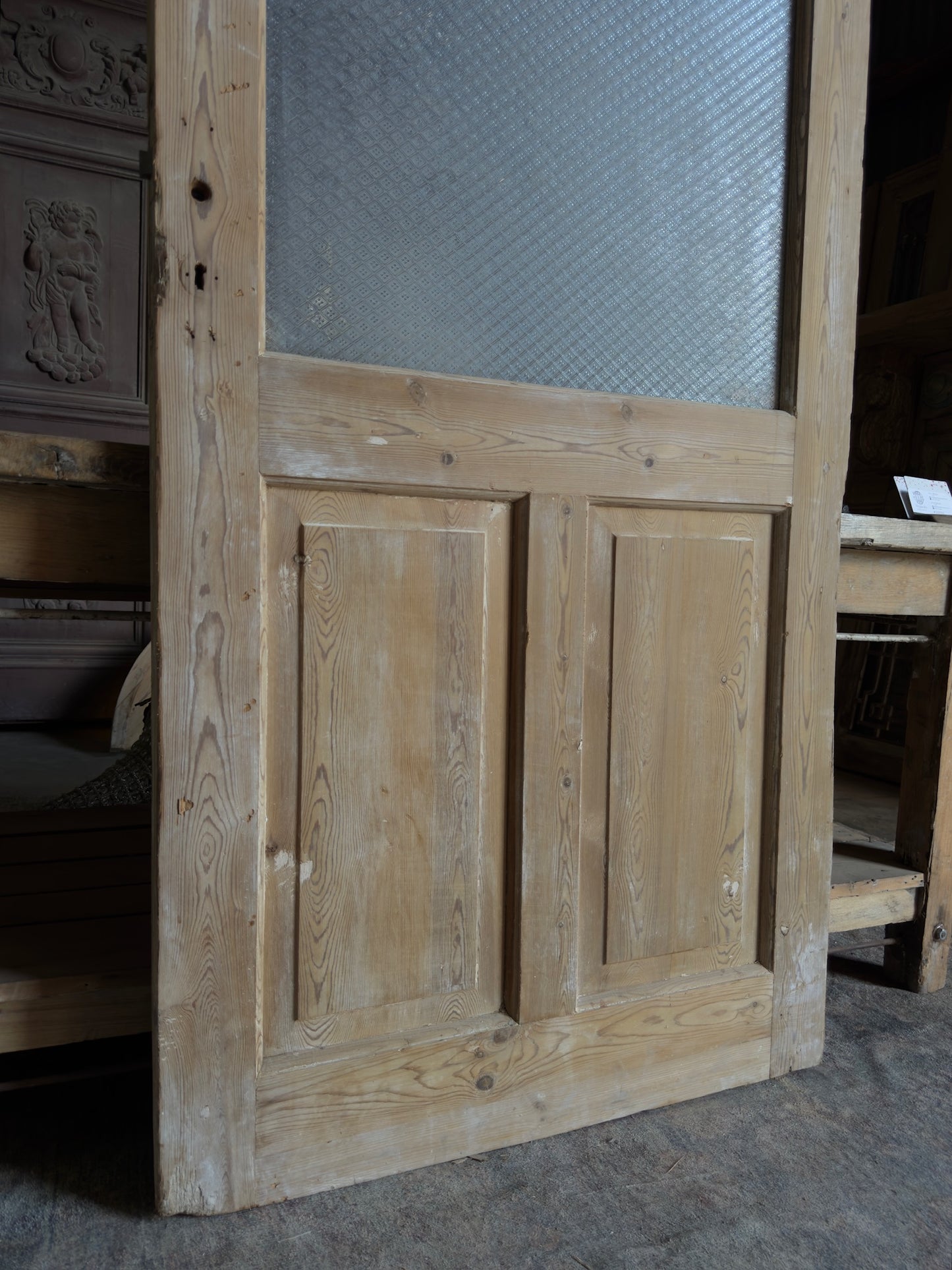 19th Century Antique Glass Single Door - 34.75x86.5 J245