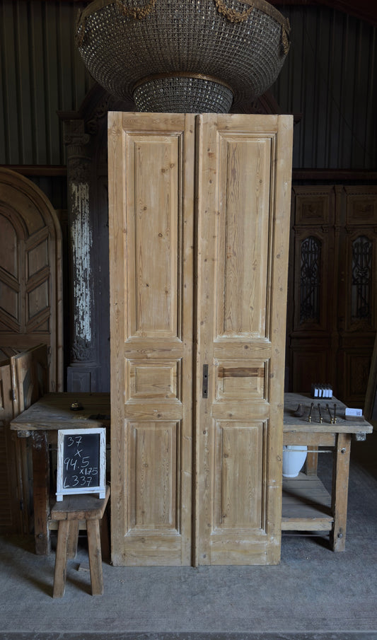 3 Panel Antique Solid French Doors - 37x94.5 - L337