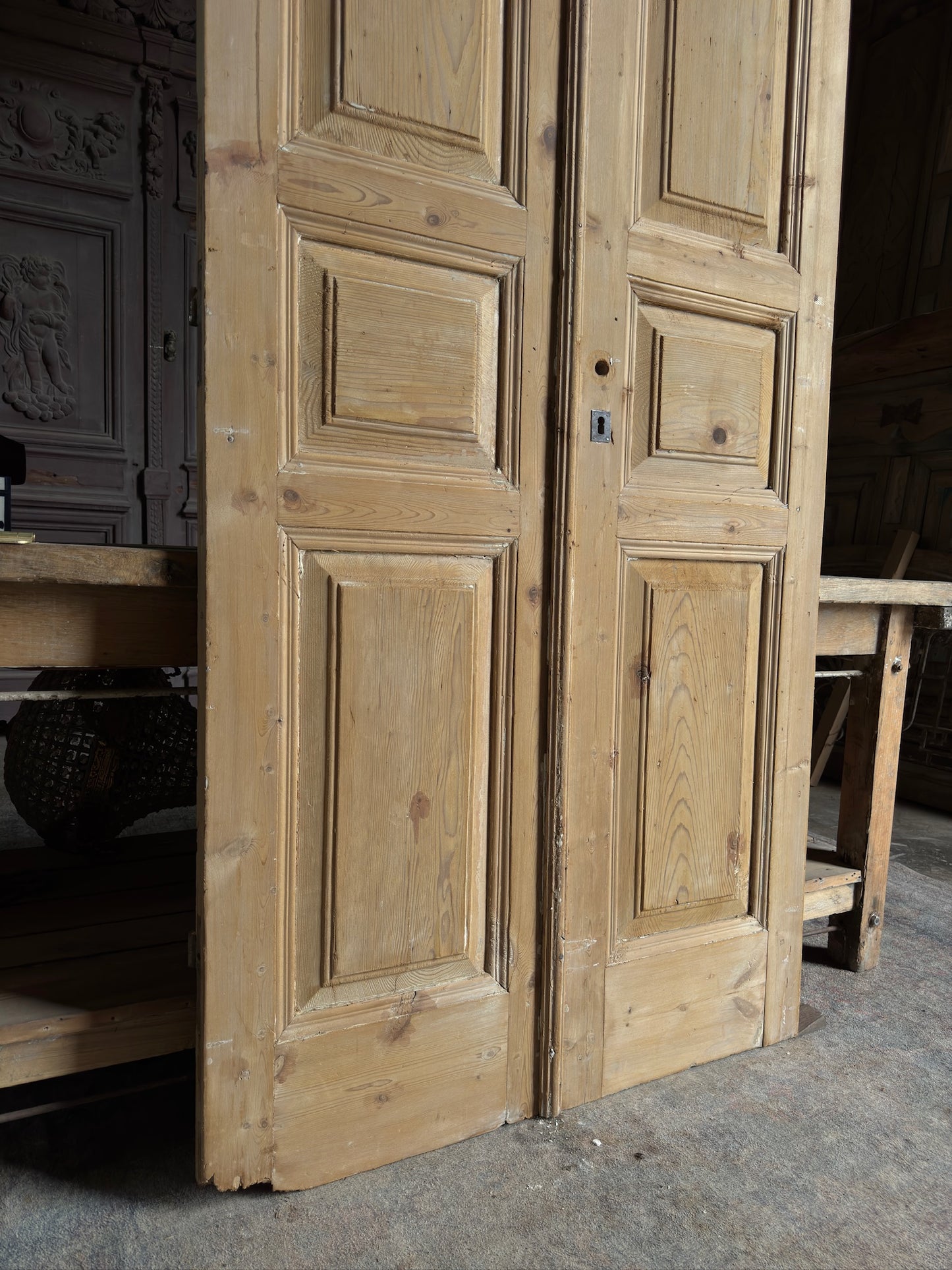 3 Panel Antique Solid French Doors - 39x91 K138