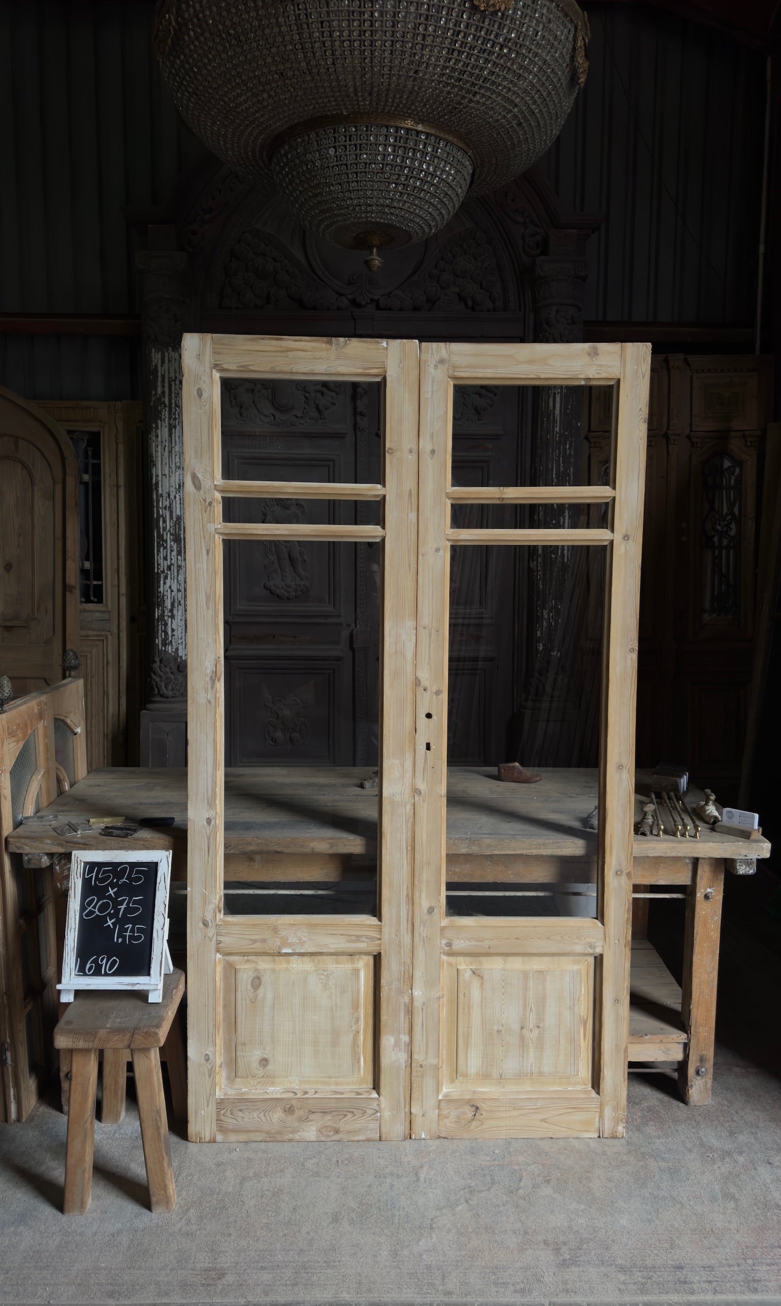 Antique Glass 2 Lite French Doors - 45.25x80.75 - 690