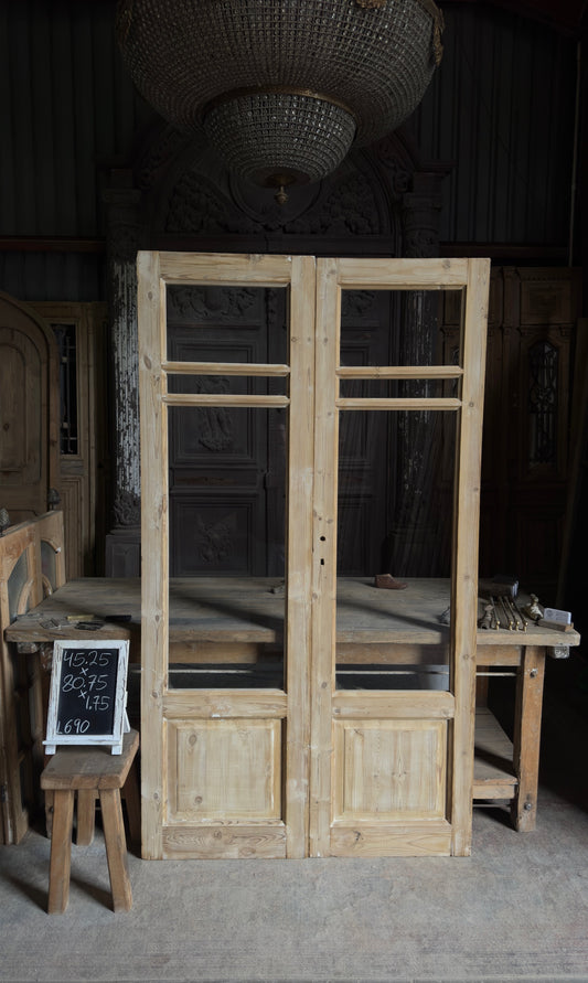 Antique Glass 2 Lite French Doors - 45.25x80.75 - 690