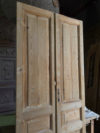 3 Panel Antique Solid French Doors - 45x100.5 J394