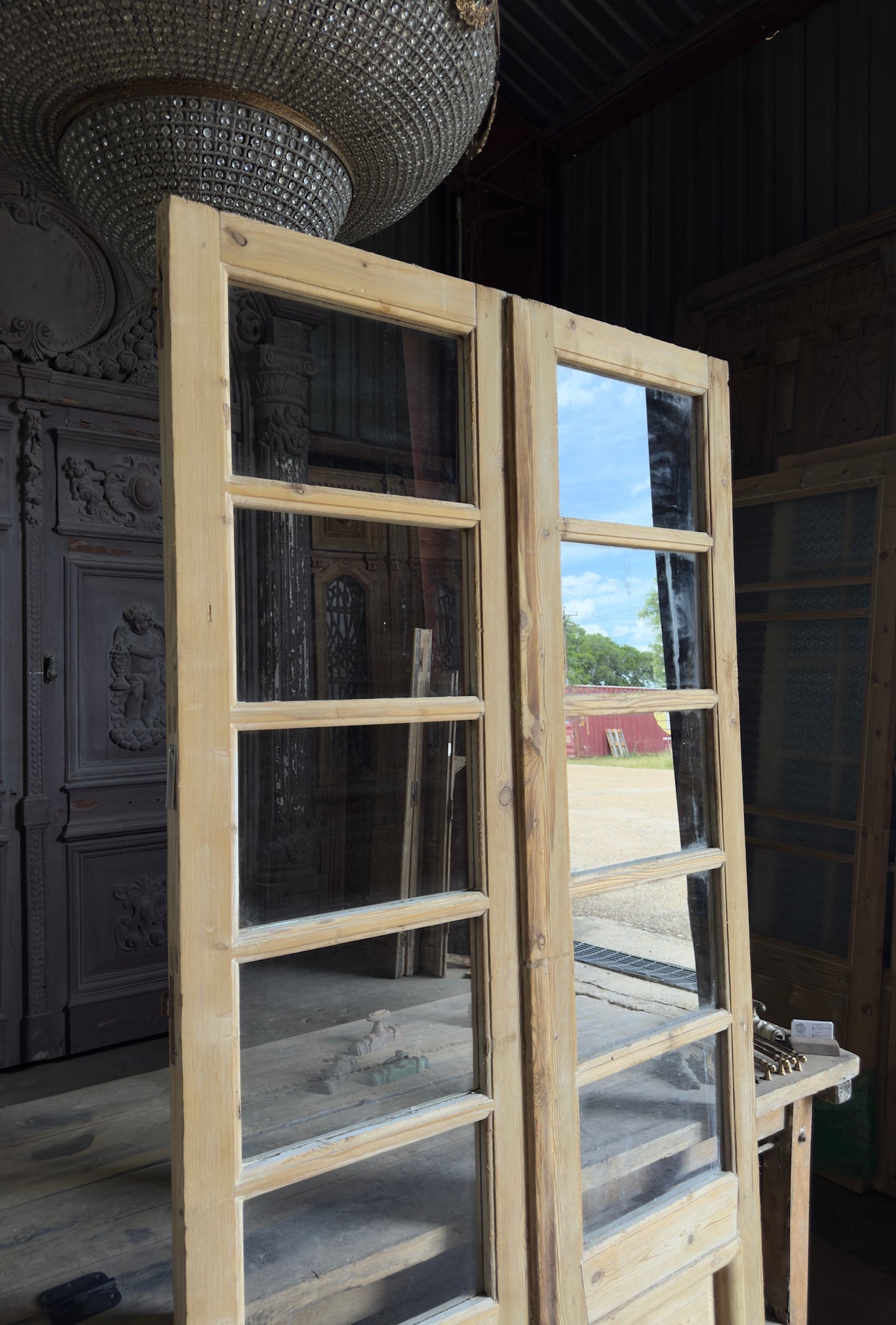Antique Glass 5 Lite French Doors - 44.25x88 - L693