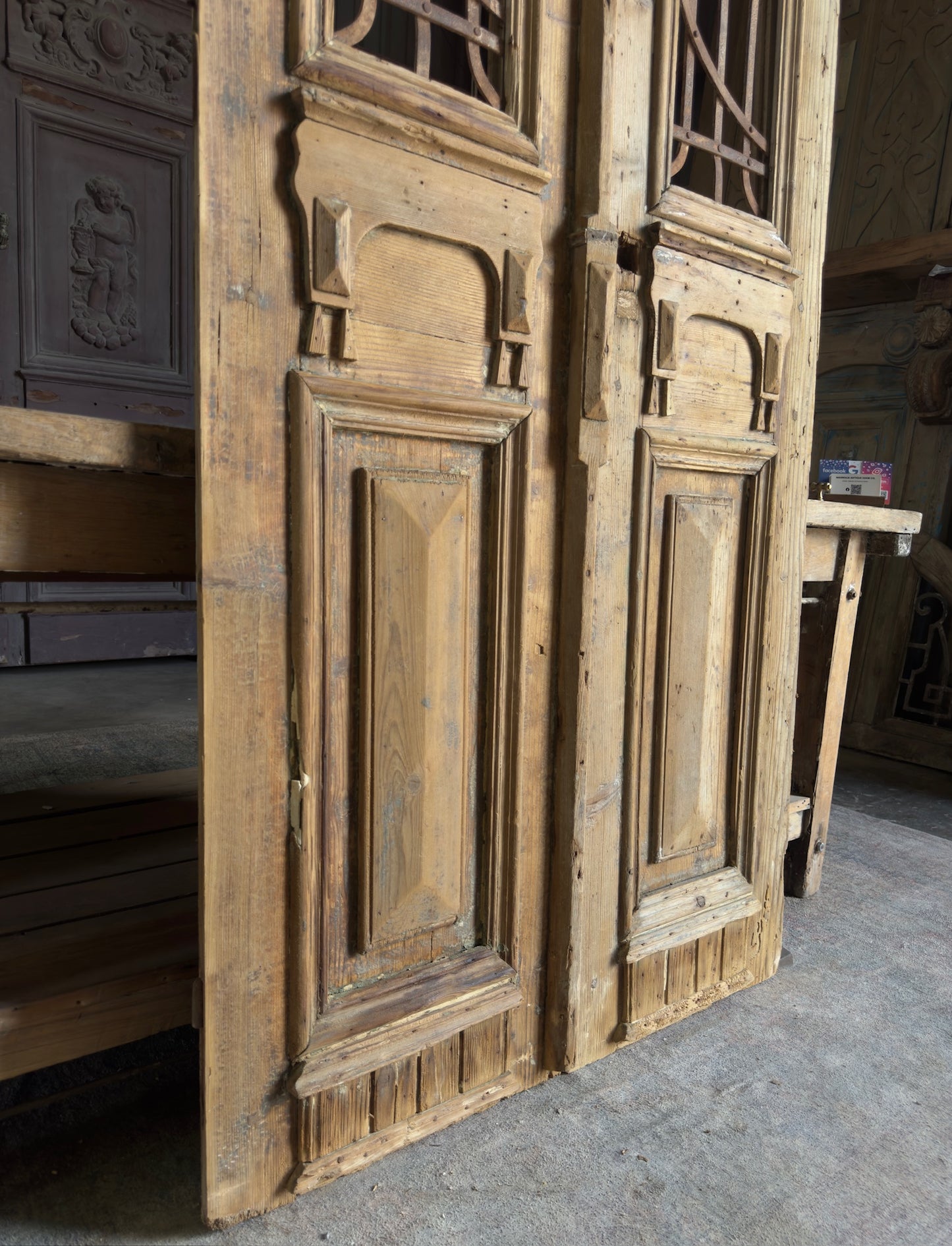 19th Century Antique Iron French Doors - 37.5x90.5 K280