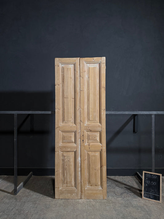 Antique 3 Panel Solid Double Doors - 35.5x97.5 - N696