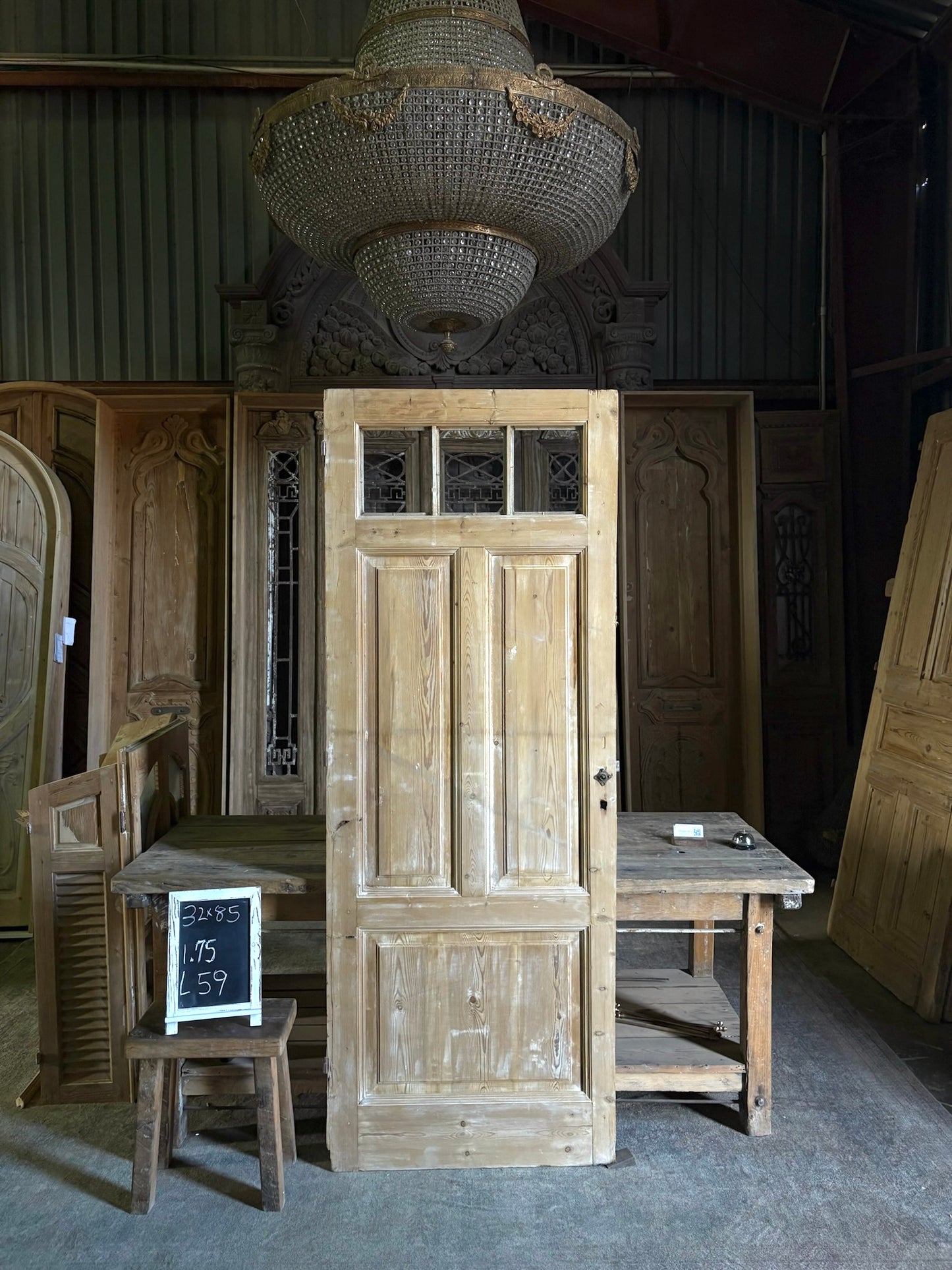 19th Century European Antique Glass Single Door - 32x85 - L59