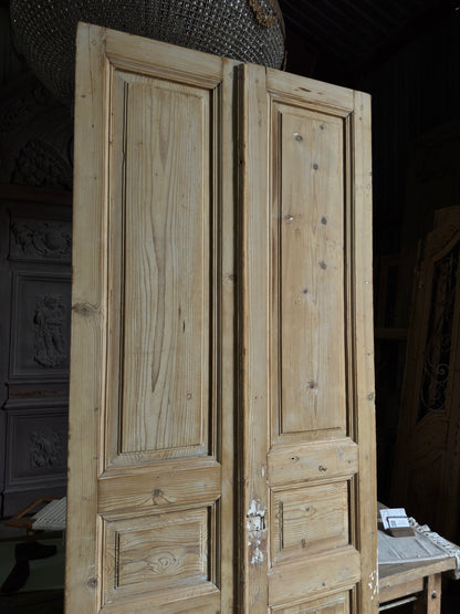 3 Panel Antique Solid French Doors - 39x98 J441