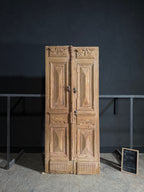 Antique Carved 4 Panel Double Doors - 41.75x97.5 - N652