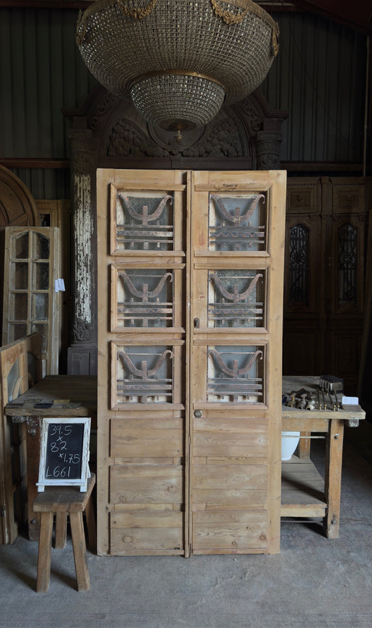 Antique Iron 4 Lite French Doors - 82x91.5 - L661