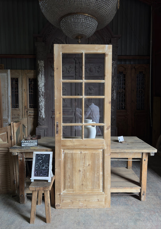 19th Century Antique Glass Single Door - 29x84.25 K125
