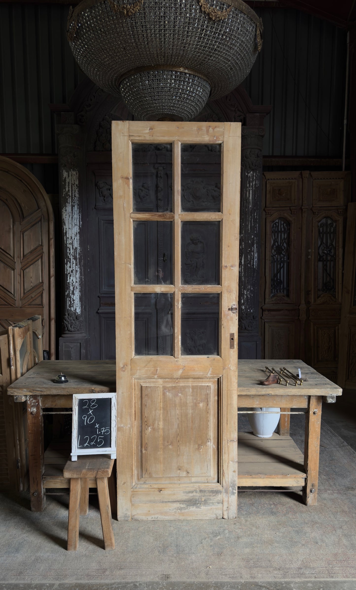 6 Lite Antique Glass Door - 28x90 - L225